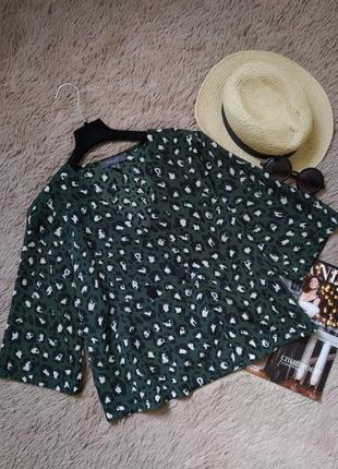 Винтажная леопардовая блузка леопард на пуговицах/блуза/кофточ...