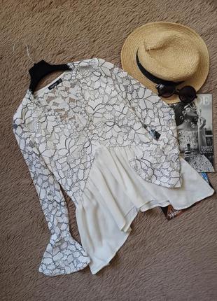 Шикарная кружевная блузка с клешенными рукавами/блуза/кофточка