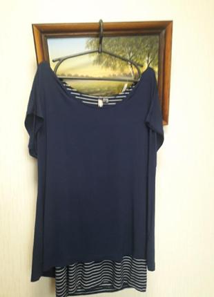 Новая вискозная  футболка/блуза/туника в темно синем цвете, ра...