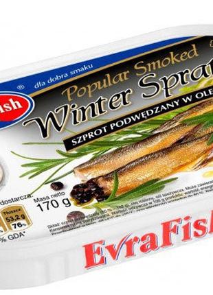 Шпроты в масле Evra Fish Winter Sprats 170г. (Польша)