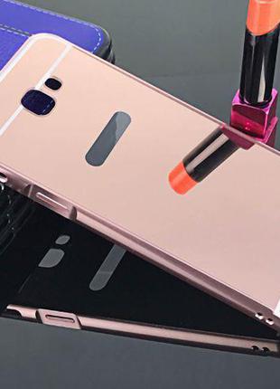 Чехол зеркальный алюминиевый Samsung J5 Prime 2016 (розовый)