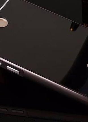 Чехол зеркальный Xiaomi Redmi 3s, черный цвет (рамка алюминий,...