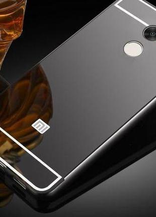 Чехол зеркальный Xiaomi Redmi 4, рамка алюминий, зеркало акрил