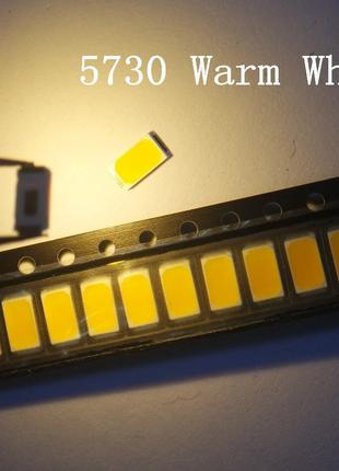 100 шт. Светодиод SMD 5730 0.5W Теплый Белый 50-55 LM Диод LED