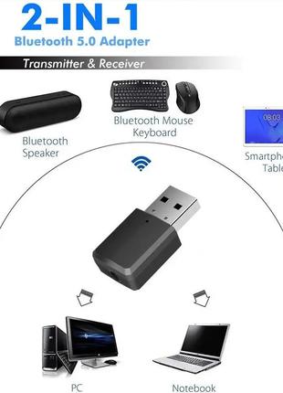 2 в 1 Bluetooth 5.0 ZF-169 Plus Передавач і Приймач (Transmitt...