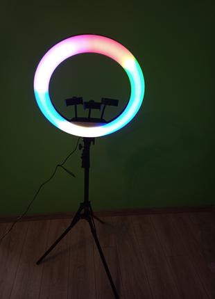 Профессиональный набор Цветная кольцевая лампа RGB 45см со сто...