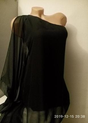 Шикарное вечернее шифоновое мини платье на одно плечо ассиметрия