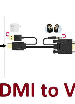 HDMI to VGA + Аудіо + Харчування Конвертер Адаптер Перетворювач