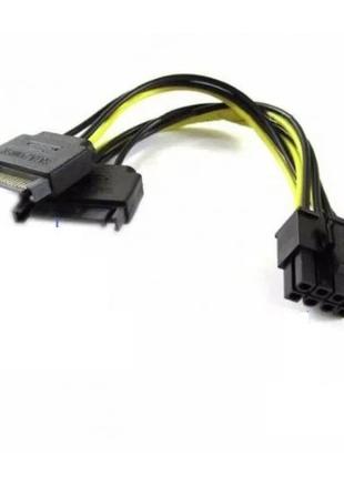 Переходник 20 см 2 по 15 pin SATA -> 8 pin (6+2) gpu PCI-E удл...