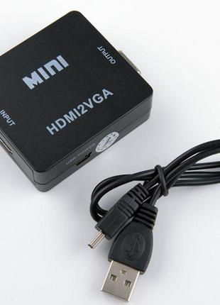 Конвертер переходник HDMI->VGA USB питание+звук HDMI2VGA T2 т2...