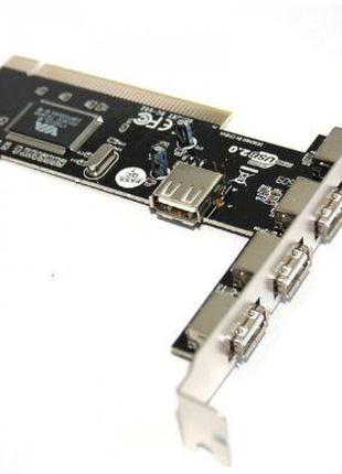 Контроллер PCI to 5шт USB2.0 (4ext. 1int) переходник плата рас...