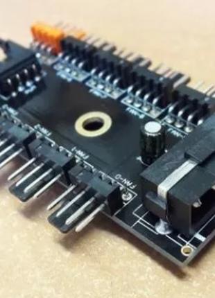 Переходник управляемый MOLEX/SATA на 10 кулеров 4 pin hub куле...