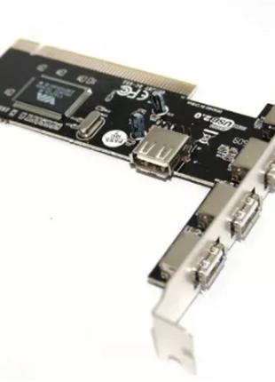 Контроллер PCI to 5шт USB2.0 (4ext. 1int) переходник плата рас...