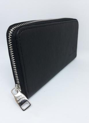 Чоловічий шкіряний гаманець клатч портмоне чорний