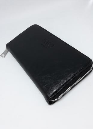 Мужской кожаный кошелек клатч портмоне черный