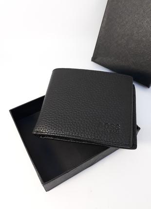 Мужской кожаный кошелек портмоне черный