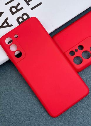 Силиконовый чехол для Samsung Galaxy S21 Красный микрофибра so...