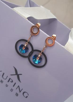 Шикарные серьги  xuping с кристаллами swarovski 💙