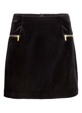 Вельветовая мини-юбка с декоративными замками h&m