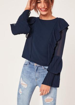 Шикарная блуза с рукавом клеш /воланы-плиссе
