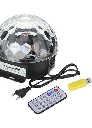 MP3 Диско-шар проєктор LED Crystal Magic Ball Light колонка БЕ...