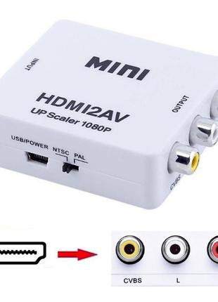 Конвертер HDMI2AV перехідник HDMI на 3RCA тюльпан upscaler Ful...