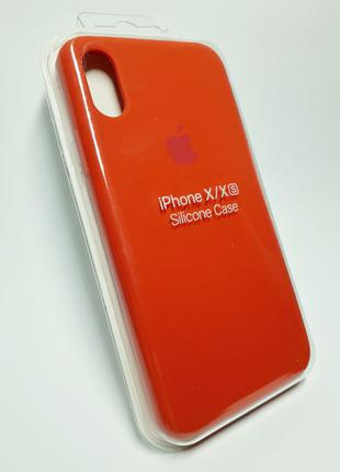 Чехол для iPhone X, iPhone XS (Silicone Case) Orange с закрыты...