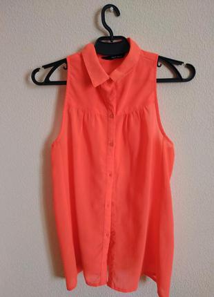 Оранжевая женская блузка с коротким рукавом