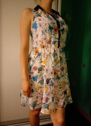 Платье в рубашечном стиле /цветы и птицы