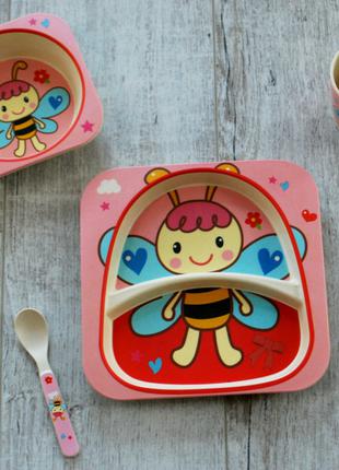 Набор детской посуды из бамбукового волокна Elite Lux 5 прибор...