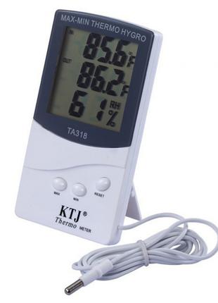 Цифровий термометр гігрометр TA 318 + виносний датчик температури