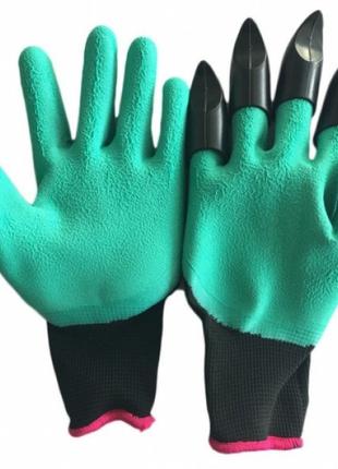 Садовые перчатки Garden Genie Gloves с когтями Черно-бирюзовые