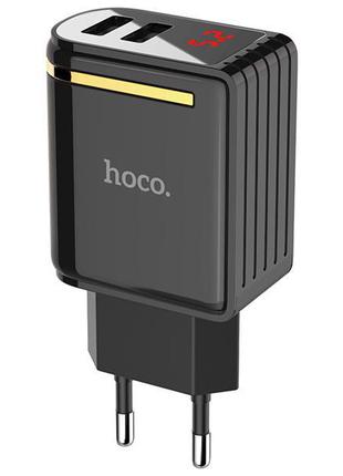 Сетевой адаптер (блочок для зарядки) Hoco C39A 2USB с дисплеем...