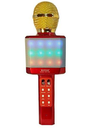 Мікрофон-караоке акумуляторний з LED-підсвіткою, зміною голосу...