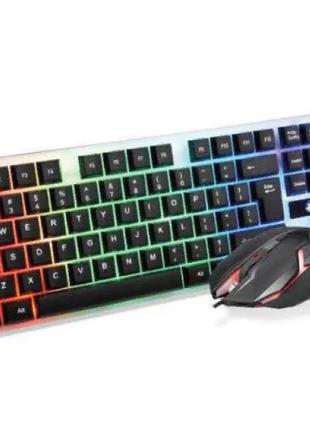 Игровая проводная клавиатура и мышь (комплект) с RGB подсветко...