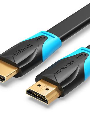 Кабель видео Vention HDMI 2.0 4K 3D PVC плоский 0.75 м Black (...