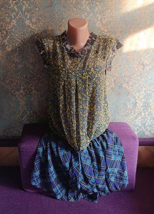 Красивое шифоновое платье в цветы сарафан р.м/l