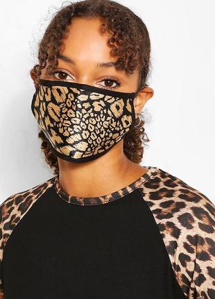 Тканевая маска для лица женская, леопардовая#+ одна в подарокo...