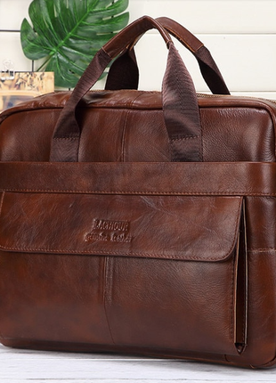 Мужской портфель из натуральной воловьей кожи, сумка для ноутбука