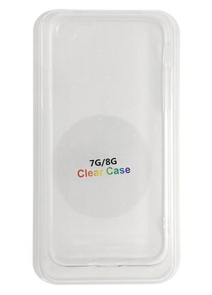 Чехол Silicone Glitter Clear Case iPhone 7/8/SE