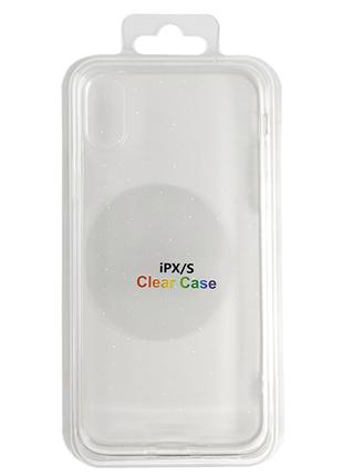 Чехол Silicone Glitter Clear Case iPhone X/XS