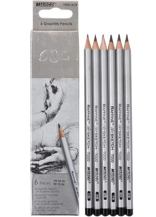 Набір графітних олівців HB-8B Marco Raffine 6 штук 7000-6CB
