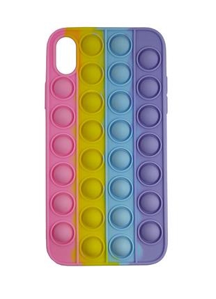 Чехол Pop it Silicon case iPhone X/XS Pink+Yellow+Blue