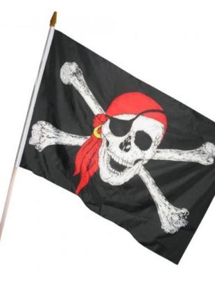 Флаг пиратский с ручкой (55см) Веселый Роджер (45*30 см)ABC