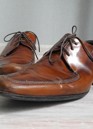Кожаные коричневые мужские туфли lavorazione artigianale разме...