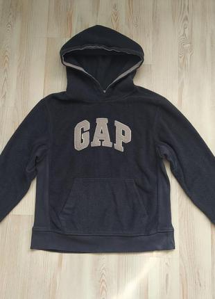 Детская синяя флисовая кофта с капюшоном худи gap