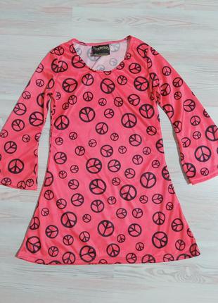 Оригинальное детское розовое платье туника с рукавами клешь от...