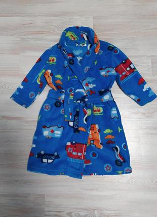 Детский синий халат с транспортом от primark на ребенка 2-3года