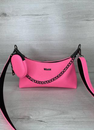 Женская розовая сумка багет клатч багет кроссбоди розовая сумка