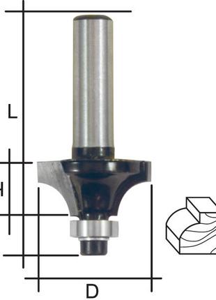 Фреза кромочная профильная с нижним подшипником ,DxHxL = 28х12...